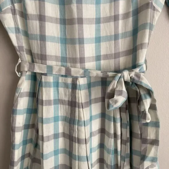 Polagram Anthropologie Blue Gray Checkered Dress Size Small Cottagecore - Picture 6 of 12